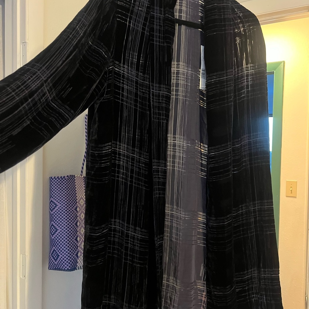 Elie Tahari Black Plaid Velvet Women's Jacket